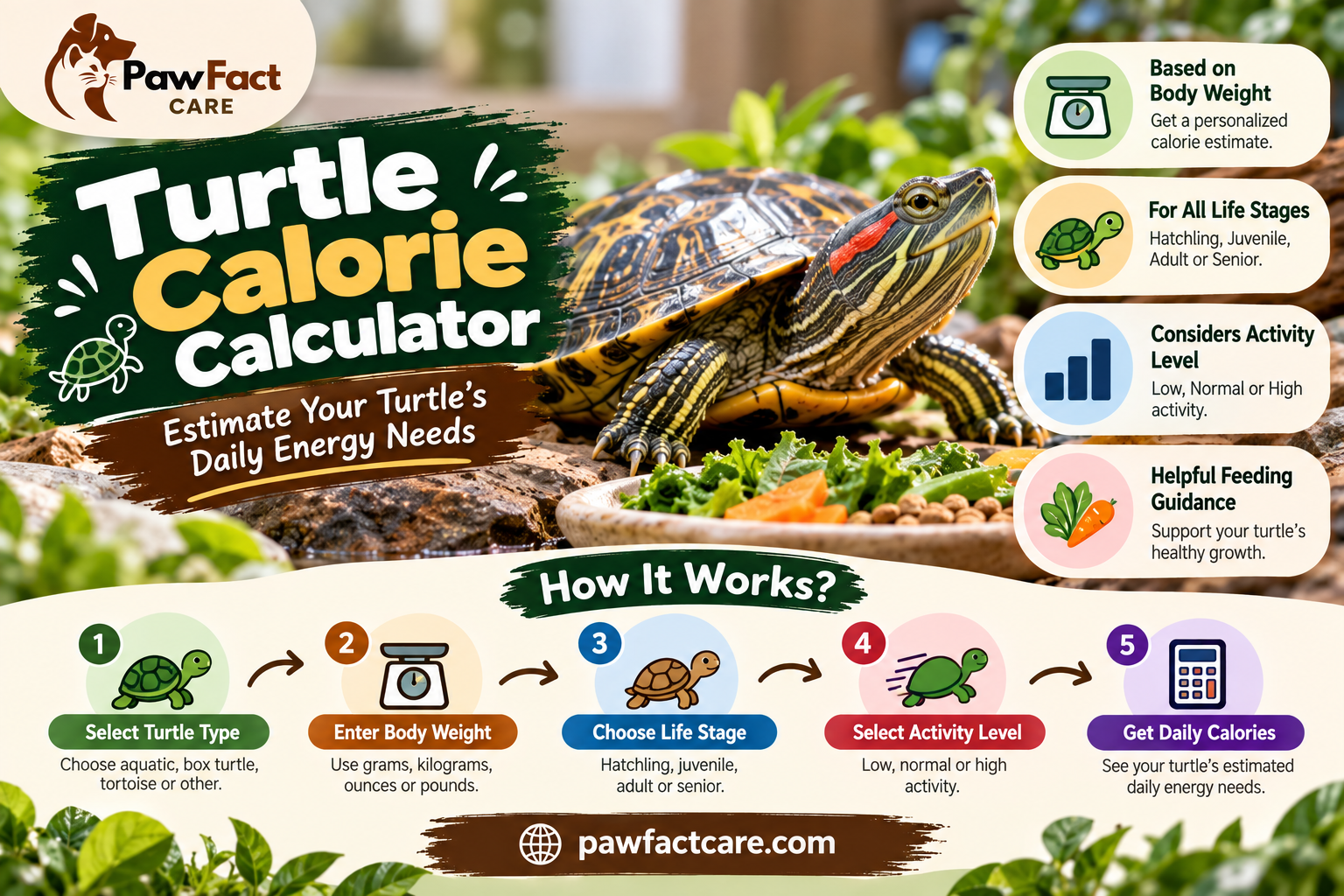 Turtle General Turtle Calorie Calculator – Estimate Daily Calorie Needs